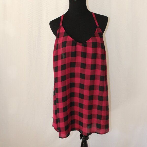 FALL SALE! Torrid Tank Top Cami Plaid Georgette Side Slit Cami 4, 4X, 26, EUC - Picture 1 of 8